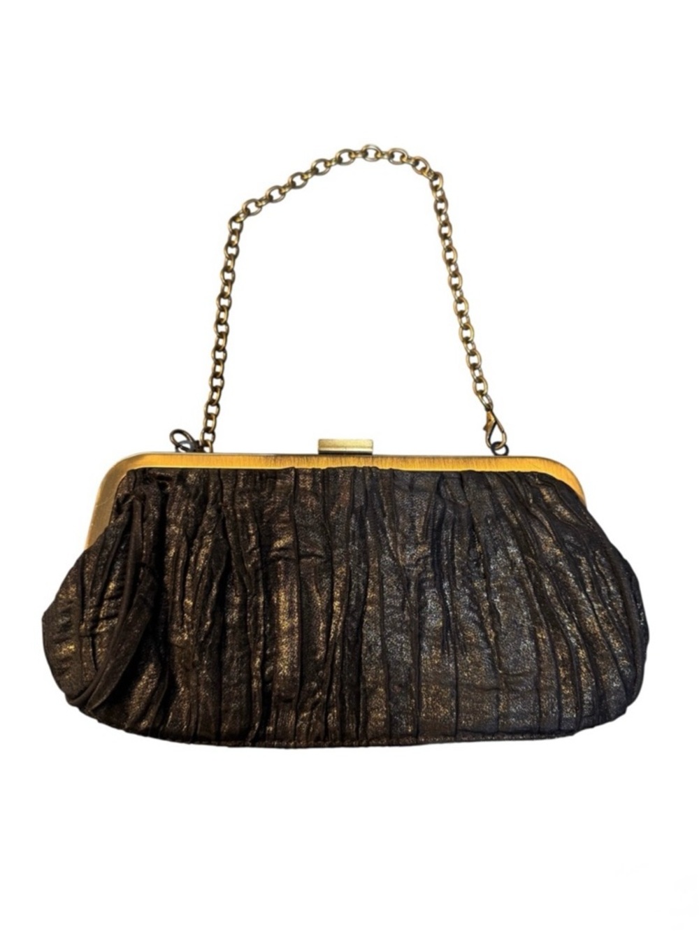 Kenneth Cole Reaction Black and Bronze Metallic  Clutch